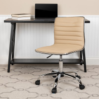 Flash Furniture DS-512B-TAN-GG Low Back Designer Armless Tan Ribbed Swivel Task Office Chair